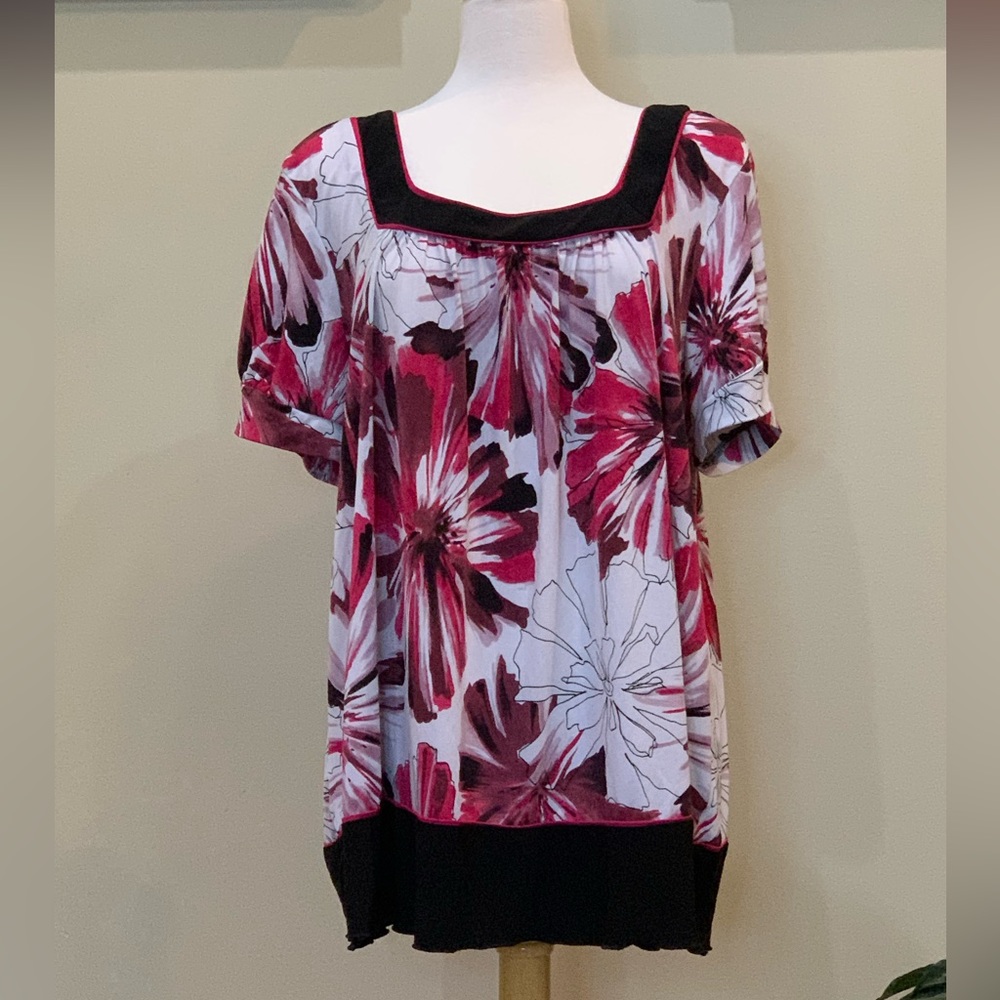 Cato | Size 22/24W Square Neck Floral Top